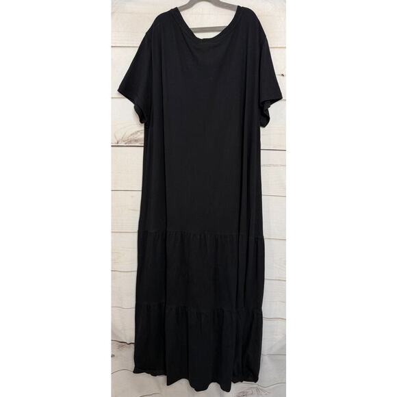 Farm Rio Dress In Happiness Shirt Maxi Black Cotton Dress size LG - Picture 2 of 6